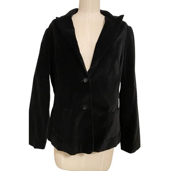 ❤️ Vintage Nine & Co. Black Velvet Blazer with Back Corset Lace Up Detail - Picture 7 of 9